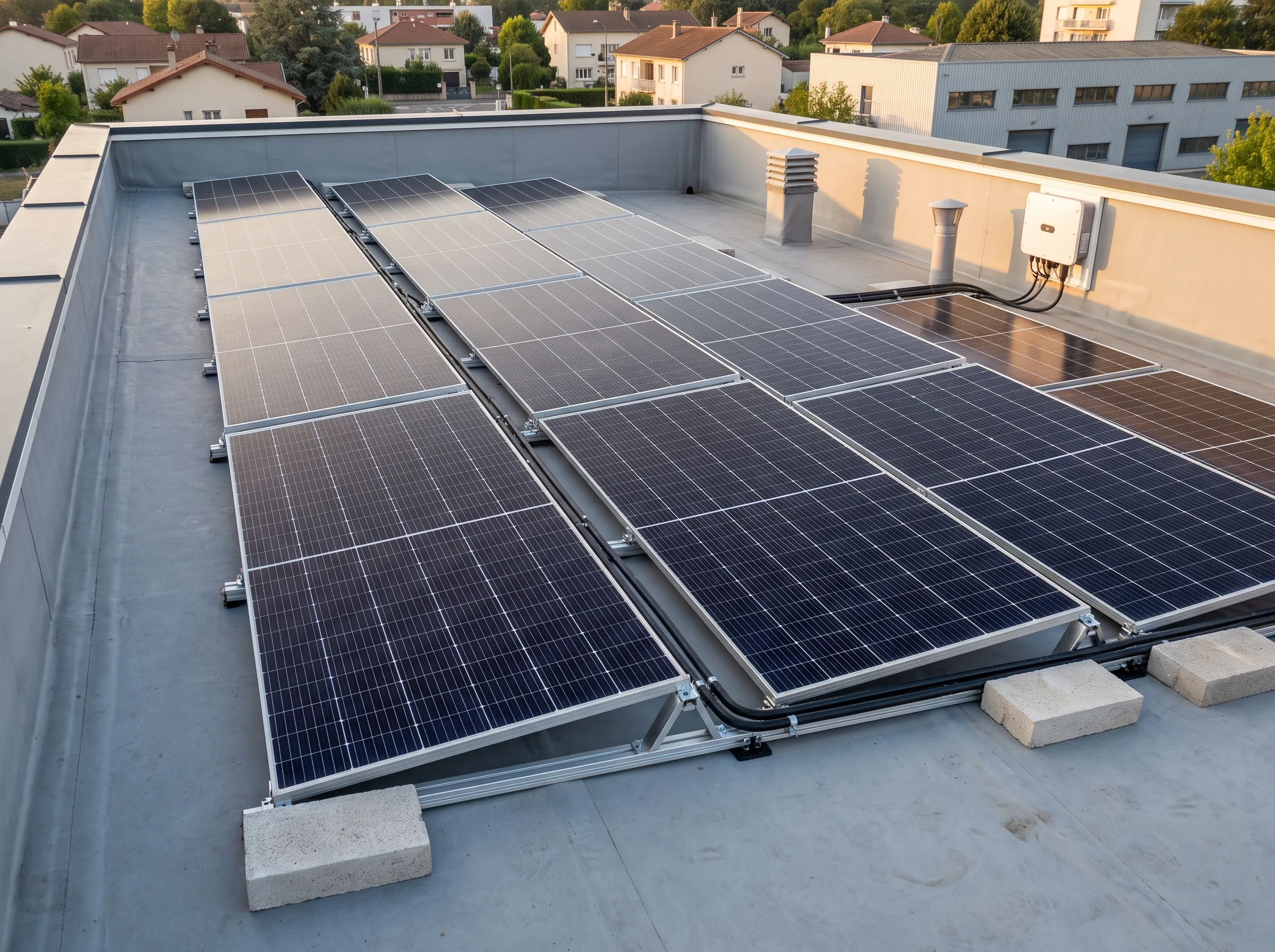 Installation sur toiture plate